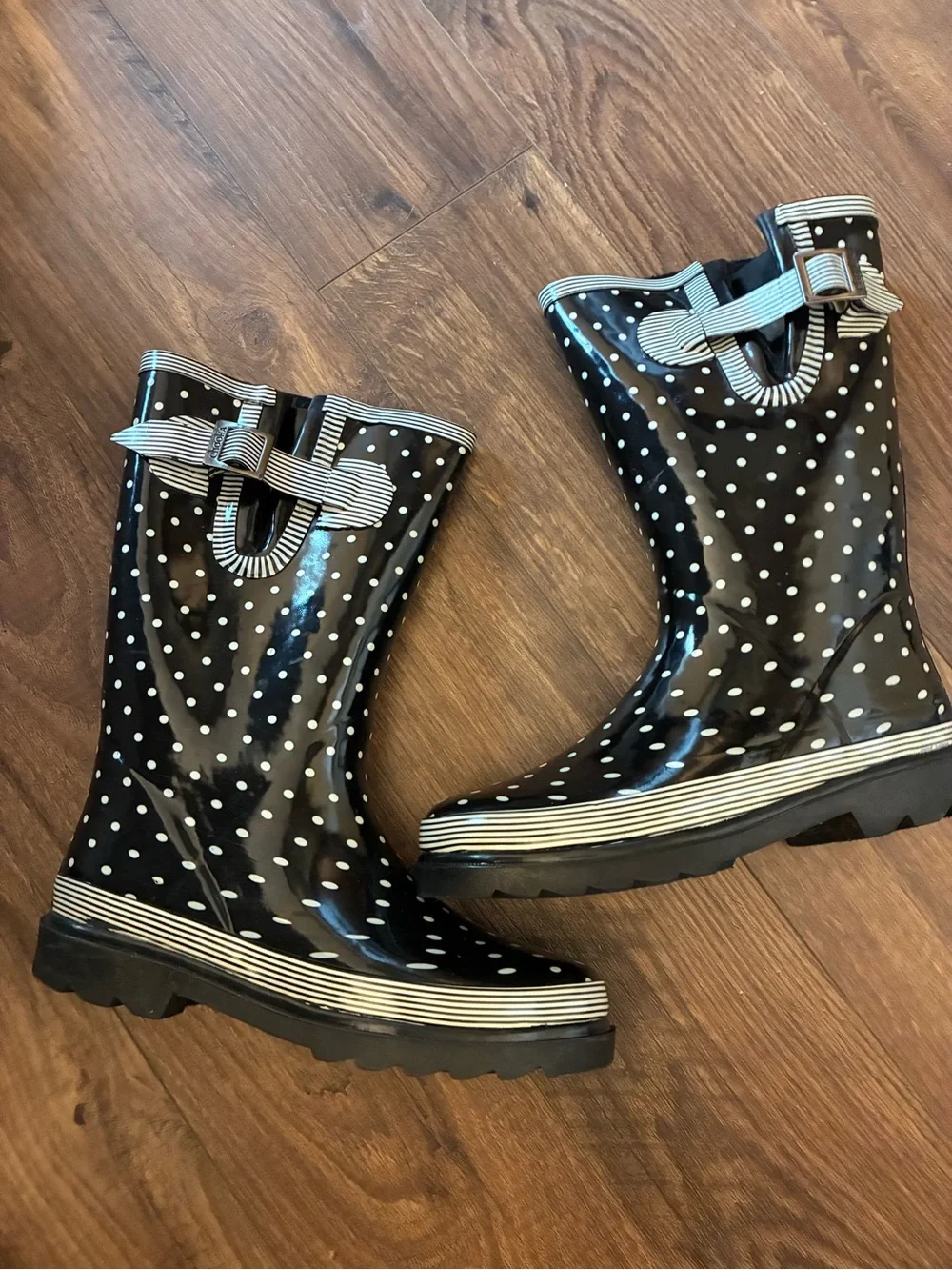 Women’s Chooka Black Polka Dot Rain Boots